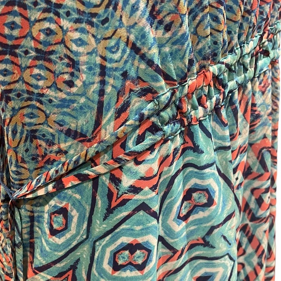 Charlie Paige abstract print spaghetti strap vacation summer maxi dress medium - Picture 8 of 15